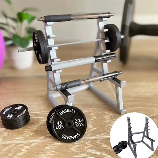 Pencil Holder For Desk Barbell Rack Display Holder Portable Gym Theme Pen Storage Squat Rack Ornaments With Barbells And Weights